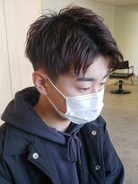 ニアウ 伊勢崎連取店(Niau)&nbsp;刈り上げアップバングショートナチュラルベージュカラーメンズ