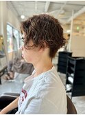 MEN'SHAIRアッシュブラックカルマパーママッシュ波巻きパーマ