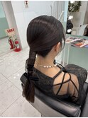 結婚式ヘアセット 人気 タイトローポニーアレンジ
