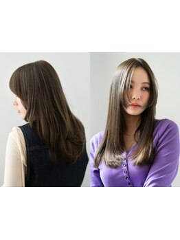 髪のダメージを最小限に抑えた縮毛矯正で、指通りなめらかな憧れのサラ艶ストレートを実現♪