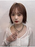 ストレートくびれヘアアプリコットオレンジ夏のヘアアレンジ