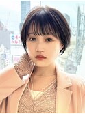 〔岩田莉奈〕地毛風縮毛矯正 ひし形ショートボブ 白髪染め 新宿