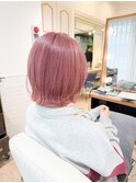 シアーピンク/ハイトーンボブ/デザインカラー【横浜】k