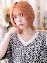 カバーヘア ブリス 大宮西口(COVER HAIR bliss)&nbsp;アプリコットオレンジ小顔ハイレイヤーウルフc7大宮10代20代30代