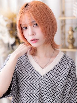 カバーヘア ブリス 大宮西口(COVER HAIR bliss) アプリコットオレンジ小顔ハイレイヤーウルフc7大宮10代20代30代