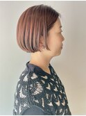 30代40代小顔ふんわり丸みボブ◎ツヤ感コーラル