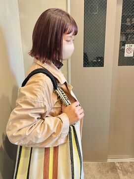 フレーム なんば店(FRAME) ●春のピンクブラウン×ぱつっとボブ