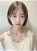 ナチュラルボブルフ黒髪ネビージュ小顔ワンレン20代30代40代50代