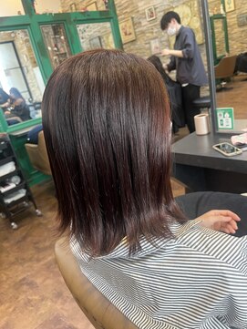 ヘアーラウンジ アンフィ 井土ヶ谷(Hair Lounge Anphi) ピンクベージュ 切りっぱなしボブ