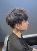 ビジネスツーブロックマッシュショートツイストスパイラルパーマ