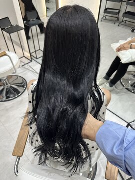 ジーナ 博多筑紫口(Zina) 地毛風ブルーブラック×韓国風艶髪ヨシンモリ巻き！【福田れん】