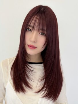 ルージュシー 堀江(RU10C) レイヤーカット/ブリーチなしダブルカラー/ボルドーブラウン