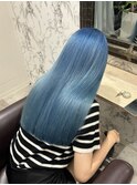 ペールブルー ハイトーン ブリーチカラー 透明感カラー 10代 