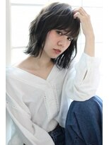 ヘアアンドメイク シークネクスト(HAIR&MAKE SeeK NEXT)&nbsp;【SeeK NEXT】ゆるふわぱっつんボブ×グレーベージュ×ツヤ髪