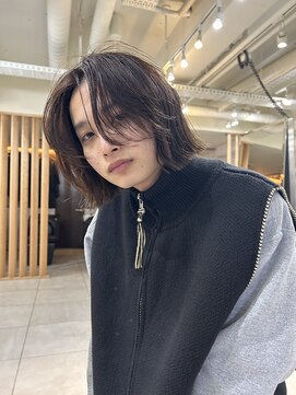 メゾンアクア 表参道(Maison ACQUA) =メンズボブ/ダークアッシュ/ニュアンスパーマ／MAN’S HAIR