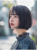 大人可愛い小顔前下がりワンサイドショートボブカット20代30代
