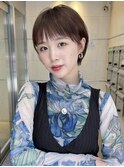 小顔大人ショートボブ暗めカラーミディアムデザインカラー