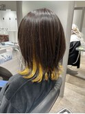 20代30代ウルフインナーカラー立体感小顔丸み乾かすだけ