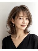 40代50代60代/ブリーチなし白髪ぼかしカラーミディアムレイヤー