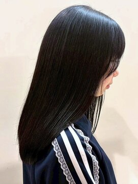 オレンジペコ(orange peco) 縮毛矯正 顔周りカット 黒髪 髪質改善 ストレート 20代 ツヤ髪