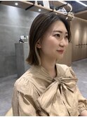 前髪カット顔まわり似合わせ外ハネくびれレイヤーミディ