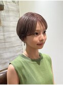 ピンクベージュハンサムショートハイトーンカラー髪質改善銀座