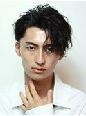 韓国マッシュフェザーパーマニュアンスパーマセンターパート黒髪