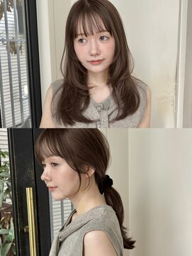 ローネス ギンザ(LONESS ginza) ロングレイヤー/小顔カット/ココアグレージュ/透明感カラー