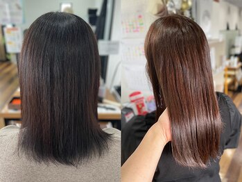 カラーのちから 西尾寄住店の写真/【白髪染め(リタッチ)¥3850】女性スタッフが髪のお悩みを解決!グレイカラーでも艶やかな美髪へ。