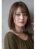 大人かわいい前髪セシルカットココアブラウンフリンジウェーブ