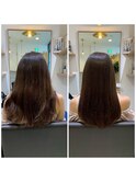 【髪質改善修復酸性ストレートのBeforeとafter】中目黒