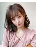 大人かわいい 2wayバング グレージュ くびれヘア 髪質改善