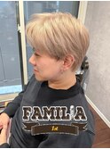 ミルクティーベージュ×ショートセンターパート