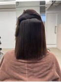 絹髪矯正でぱっつんボブ