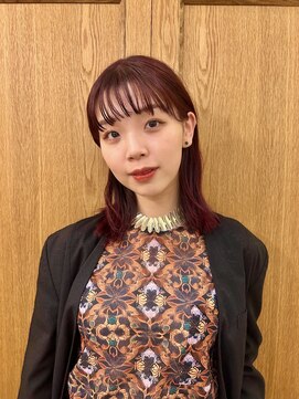 テテ ニコ(tete nico) 山本開生【暖色ボルドーカラーミディアムボブ/ワインレッド】