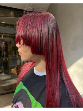 オムズポカ 栄矢場町店(OM's poka) ワインレッド/ブロックカット