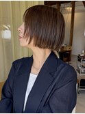 顔まわりレイヤーボブ×ブラウンカラー