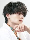 波巻きパーマシャドウパーマスパイラルパーマツーブロック黒髪