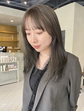 ヘアー アイス ルーチェ(HAIR ICI LUCE) ブリーチなしダブルカラー/オリーブグレージュ/レイヤー/林