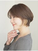 丸みショート・ボブ/丸顔/前髪あり/絶壁解消/３0代/４0代/５0代