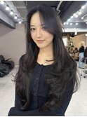 ロングレイヤー/バタフライレイヤー/ハッシュカット/韓国/暗髪