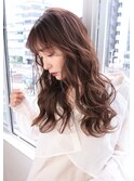 小顔大人可愛モテ髪薄めバンググレージュカラーグラレイヤー
