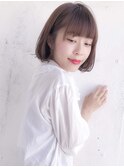 小顔バング 透明感 グレージュ！