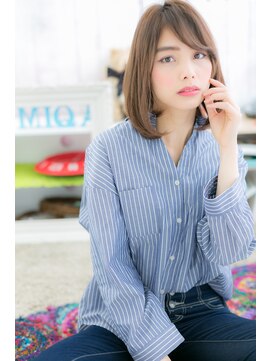 ヘアアンドビューティー ミック(Hair & Beauty miq) 斜めバングxバレイヤージュ艶カラーノームコアミディa1