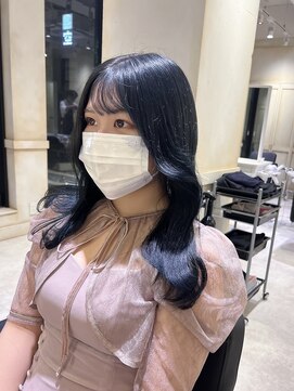 アソビ 表参道(ASOBI) 韓国風　ヨシンモリ　ブリーチなし　ブルー