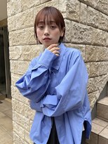 アース 三軒茶屋店(HAIR&MAKE EARTH) 三軒茶屋_レディース_ミディアム_ボブ_オレンジベージュ_丸み