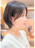 大人ショートボブ丸みショートカットマッシュショート前髪あり