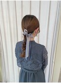 編み下ろし/リボンアレンジ/お呼ばれヘアアレンジ
