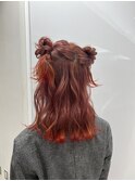 ツインお団子♪ピンク×オレンジ