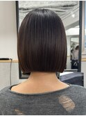 大人ボブ　切りっぱなしボブ　前下がりボブ　縮毛矯正　髪質改善